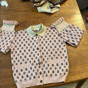 Original Baum UND PRERgARTEN Stylish Pink and Green Patterned Cardigan sz M